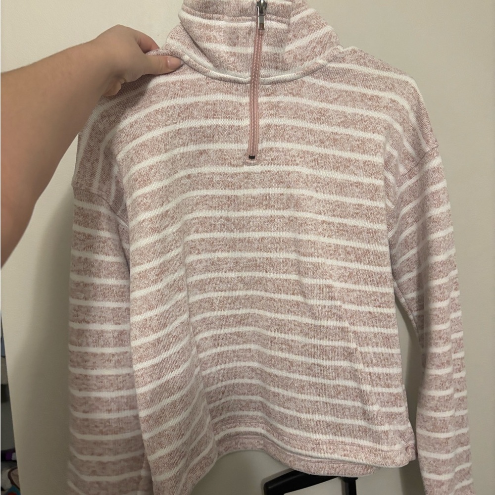 Thread & Supply Pink and White Striped Turtleneck Sweater
